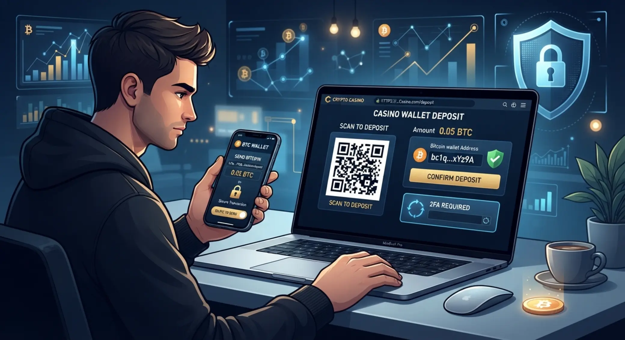 Bitcoin befizetés indítása online kaszinóba mobilon és laptopon