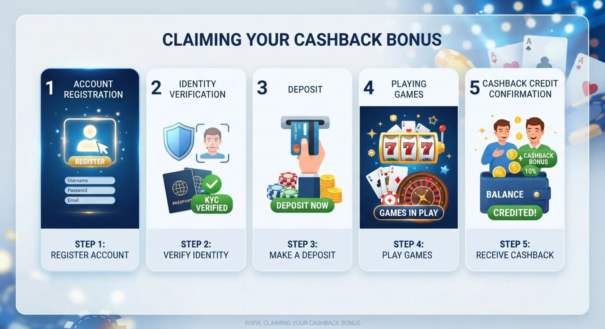 Lépésről lépésre ábra a cashback bónusz igényléséről