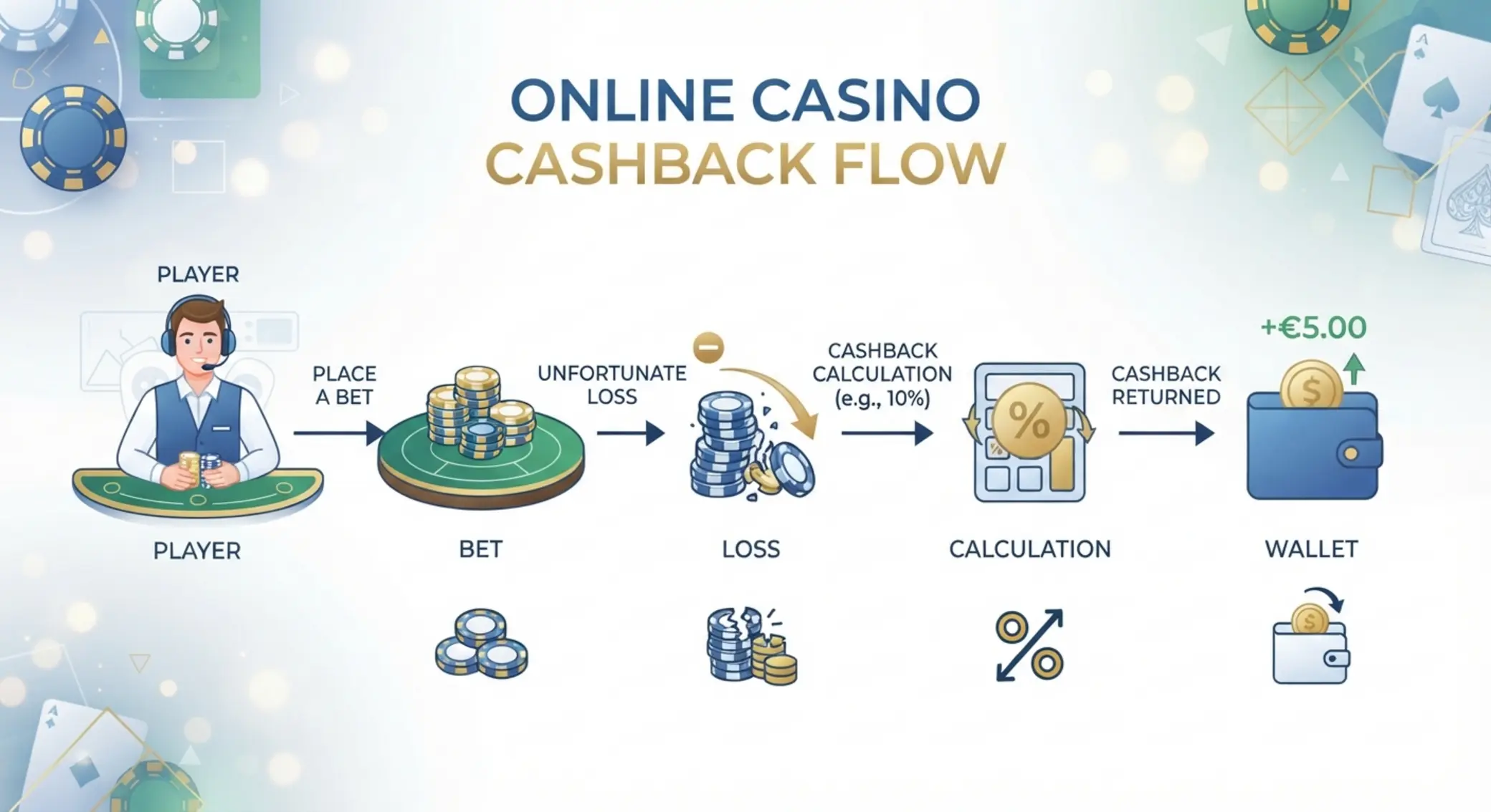 Séma a cashback működéséről veszteség után járó visszatérítéssel