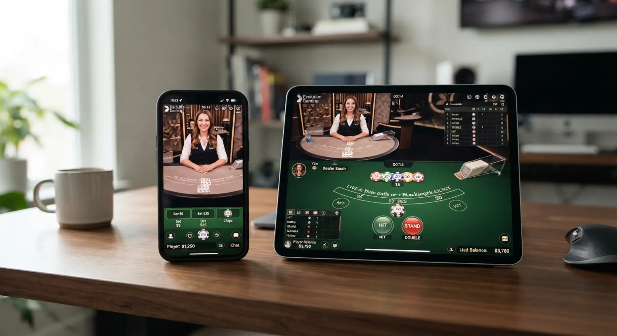 Élő kaszinó játék futtatása okostelefonon és tableten