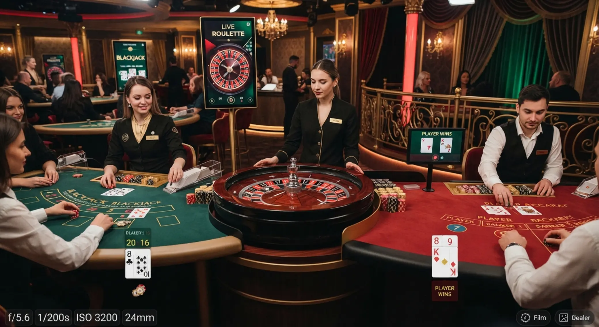 Élő rulett, blackjack és baccarat egy kompozícióban