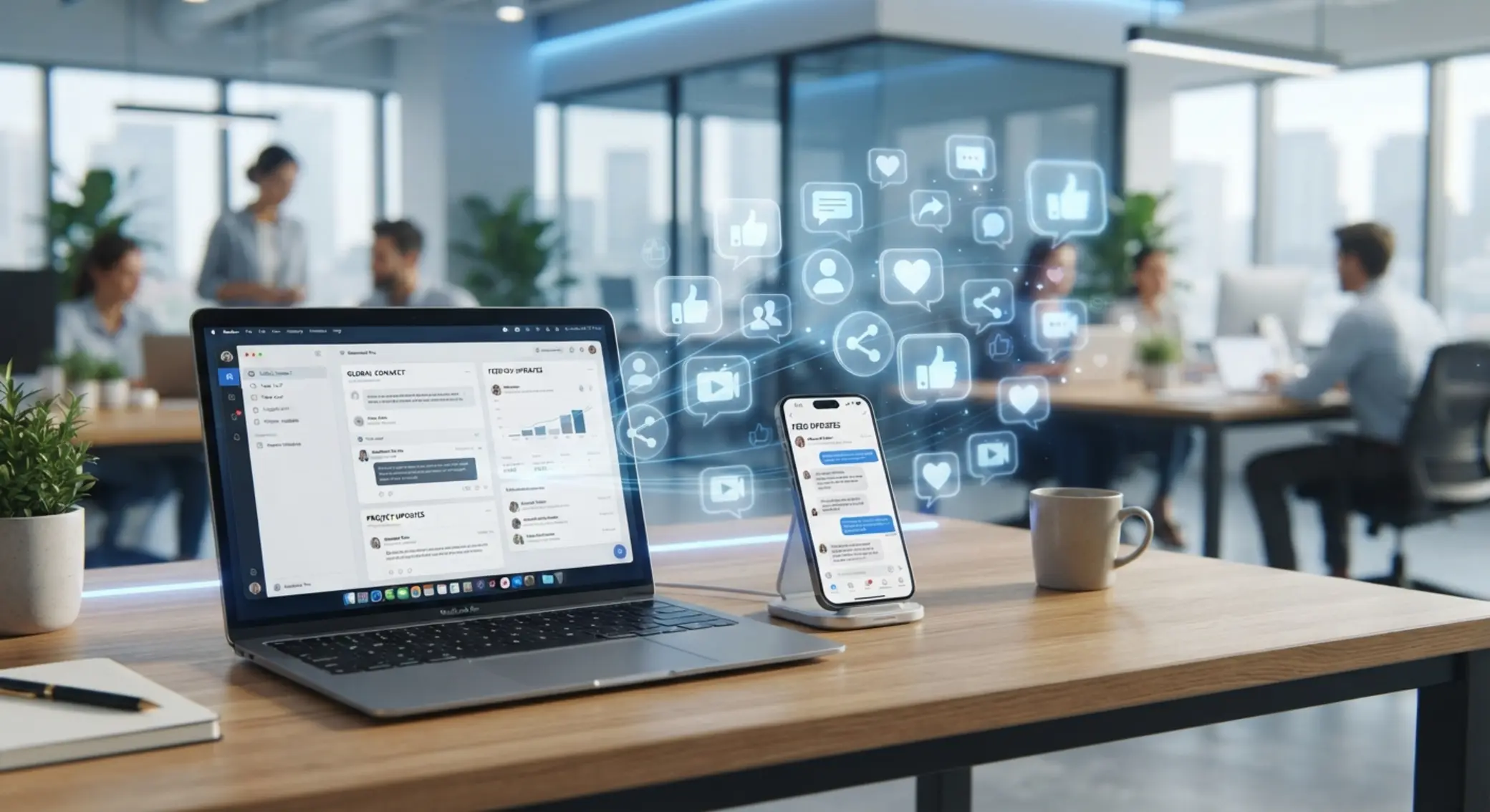 Közösségi média ikonok és digitális kommunikáció