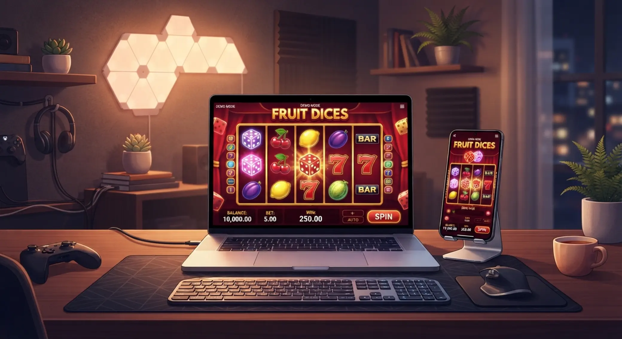 Multi Dice demó játék laptopon és mobilon
